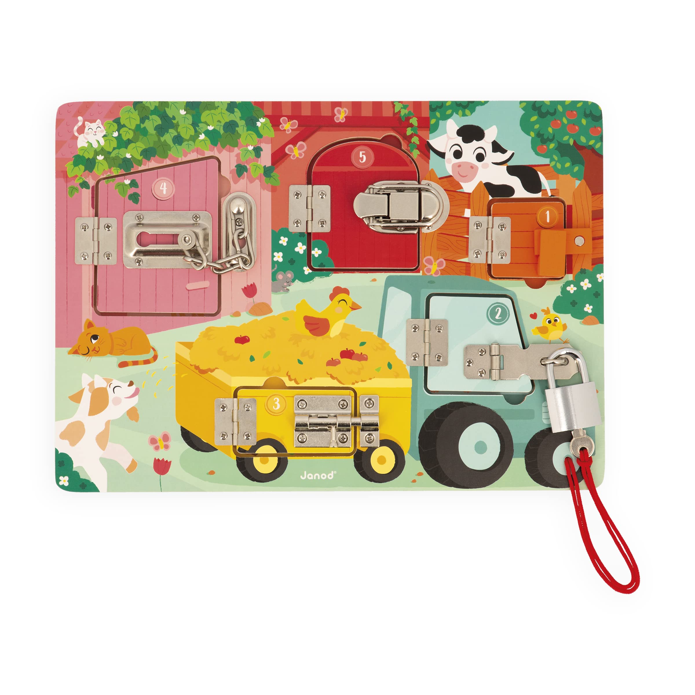 Amazon.com: Janod - Farm Padlocks Board - Ages 3-6 | Latching and